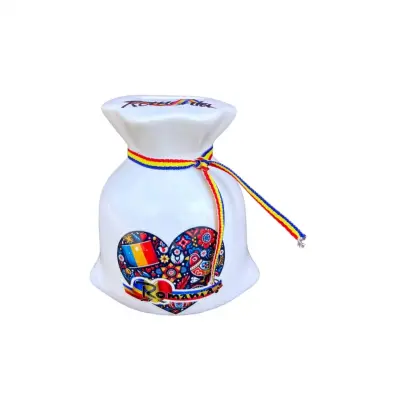 Inima romania, pusculita suvenir sac, model p49-6
